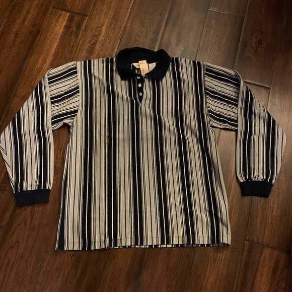 Mens Eddie Bauer Striped Rugby Shirt - Picture 2 of 3